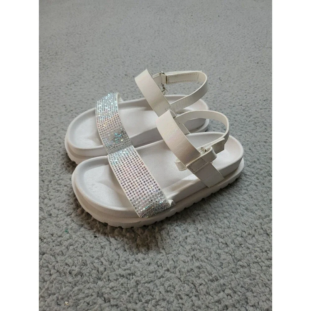 bebe Girls' Sandals - Cute and Sparkly White Girls' Summer Size 10